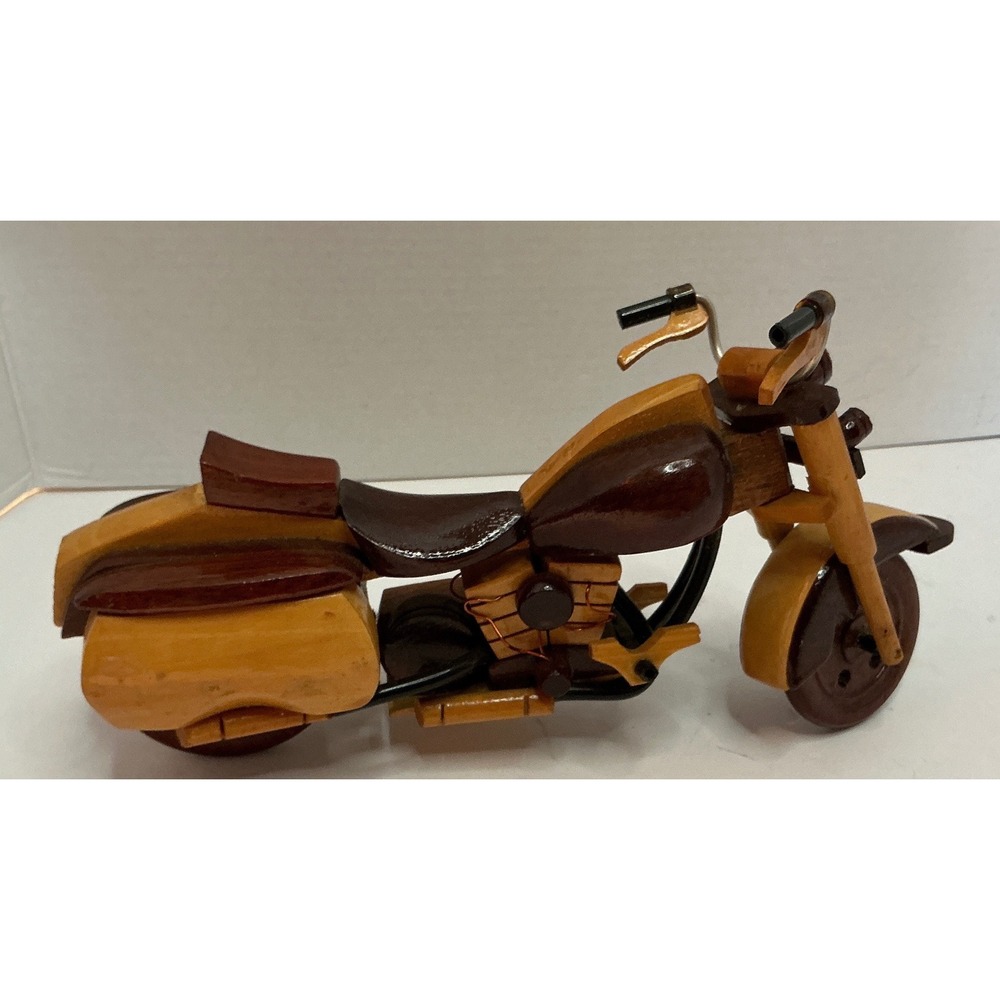 Wooden Motorcycle Model Cruiser Miniature Display Art Figurine Brown